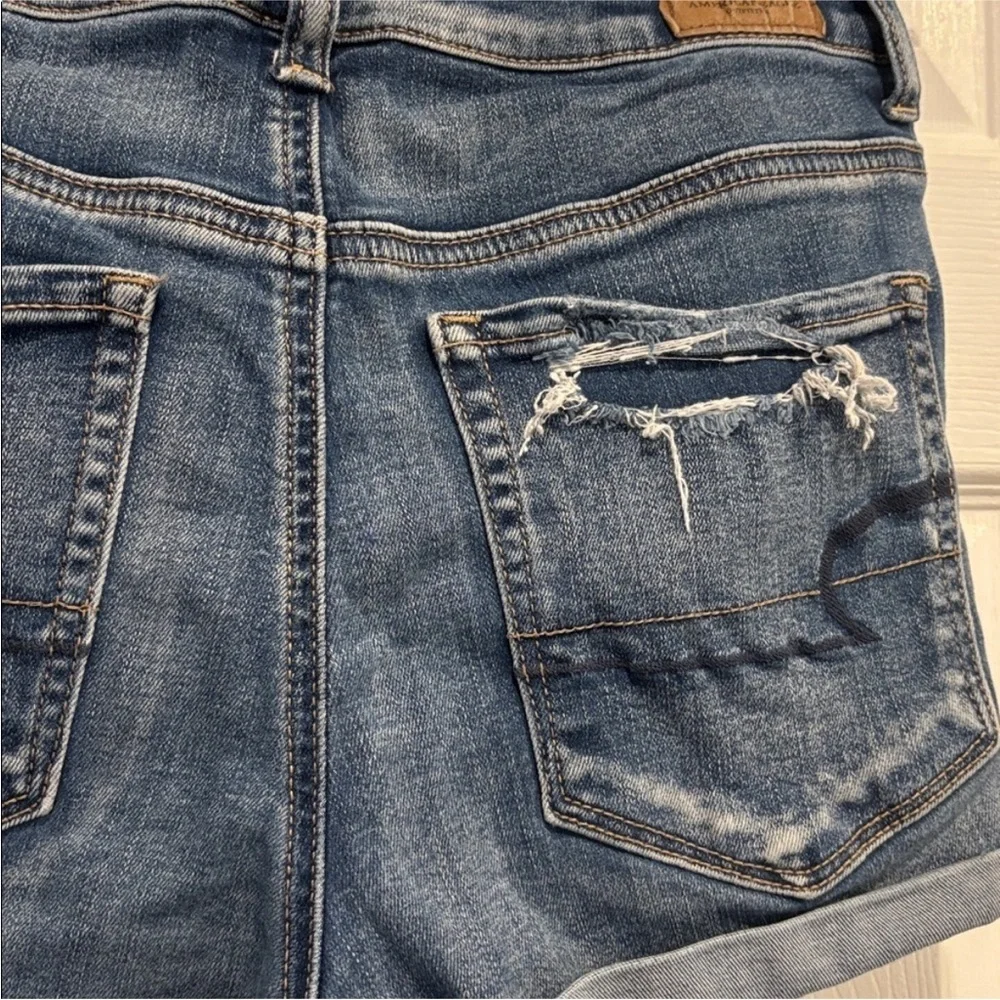 American Eagle Outfitters Blue Distressed Jean Shorts